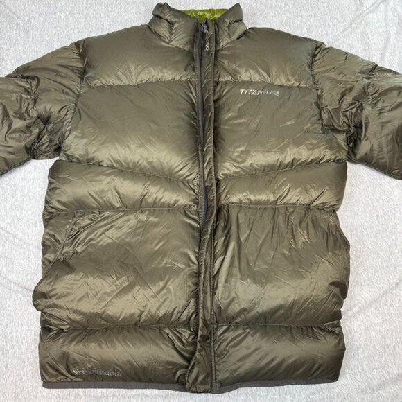 Columbia Titanium 700 Down Reversible Puffer Green Brown Jacket Men's Size L - Picture 3 of 16